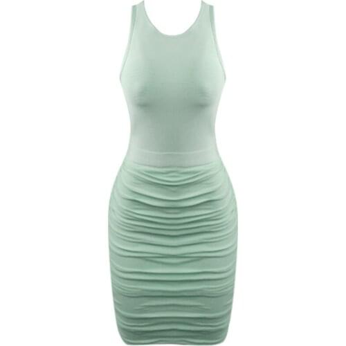 Summer Backless Mini Bodycon Bandage Dress Sexy Hollow Out Sleeveless Womens Clothing 2021 Celebrity Club Party Dress Vestidos