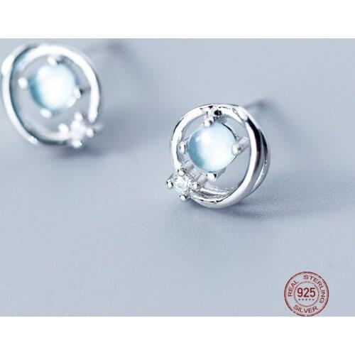 LKO New 925 Sterling Silver Star Ball Embedded Shiny Zircon Stud Earring For Women Engagement Party Jewelry Gift Ornaments