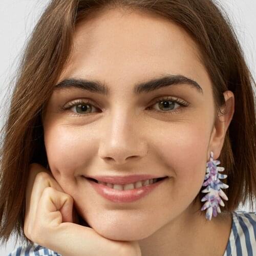 LUNA CHIAO Fashion Jewelry 2020 New Arrival Tree Leaf Shape Mix Color Lucite Resin Acrylic Big Statement Earrings for Women