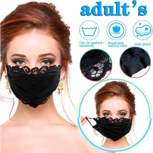 1PCS Lace Face Mask Printed Masks Cotton Fabric Adult Protective PM 2.5 Dust Mouth Cover Washable Reusable Mouth Mask Care