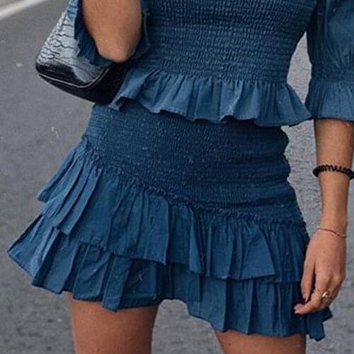 Stylish Sweet Draped Mini Skirt Vintage Elastic Waist Ruffled Female Skirts 2020 Casual Faldas Mujer