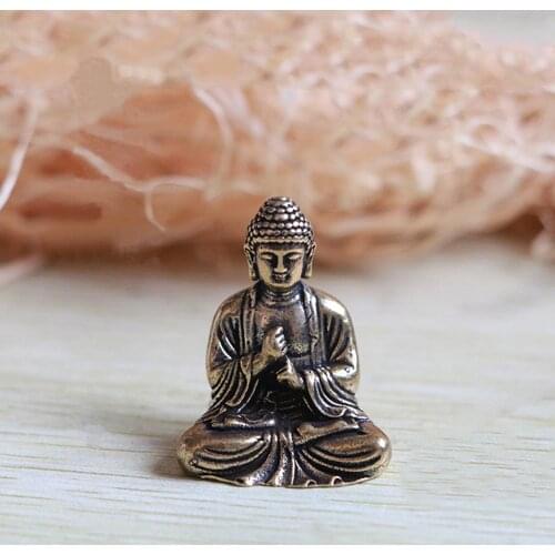 Mini Brass Buddha Statue Figurine Small Pocket Sakyamuni Buddha Ornament for Home Antique Decor Meditation Collectable Gift