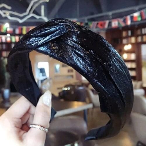 2020 Fashion Imitation Lacquer Cloth Cross Knot Headbands For Women Party Accessories Luxury Wide Hairbands Hair Band Headhoop