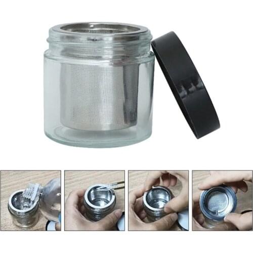 N7MF Diamond Washing Cup Gemstone Cleaning Glass Jar Bottle with Metal Sieve Cleaner