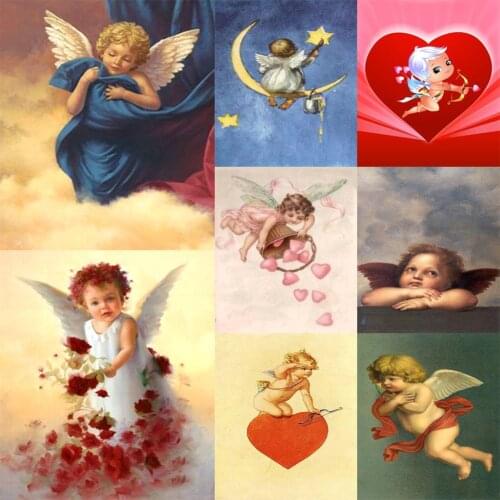 Angel Kid Diamond Painting Full Round Drill Diamond Painting DIY 5D Mosaic Kit Decoration Cartoon Series Gift Hanging Painting