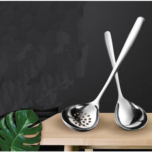 1Pcs 304 Stainless Steel Soup Spoon Set For Kitchen Restaurant Hot Pot Soup Spoon Colander Cooking Gadgets