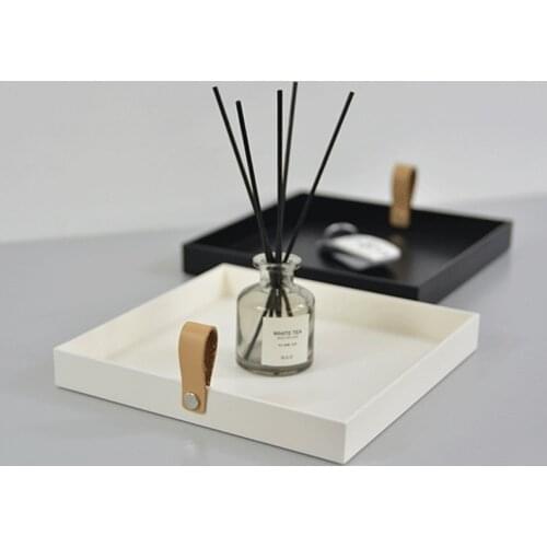 Nordic Plastic Tray Rectangle Storage Tray with Handle Jewelry Cosmetic Storage Plate Key Sundries Organizer Pallet Home Decor