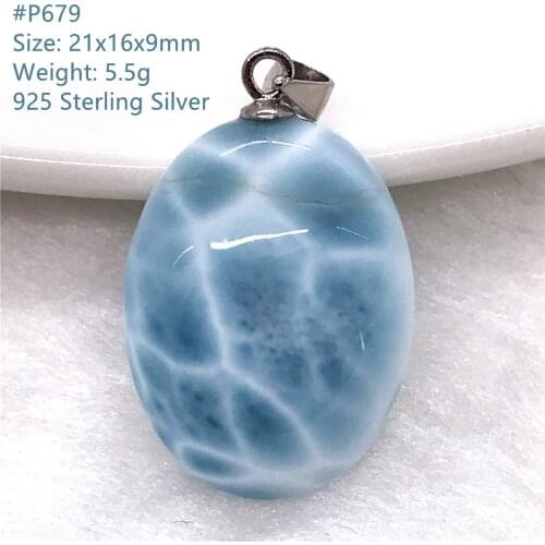 Top Natural Blue Larimar Heart Pendant Silver Sterling For Women Men Beads Dominica Crystal Water Pattern Stone Jewelry AAAAA