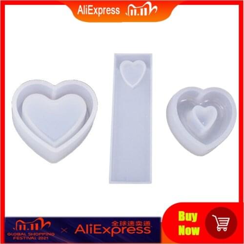 Handmade Crystal Epoxy Resin Mold Heart Shaped Box Hollow Pendant Bookmark Casting Silicone Mould DIY Crafts Decor Making Tools