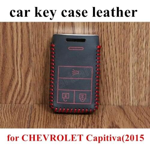 Only Red Premium Quality hand sewing leather car key case car Key Cover fit for CHEVROLET Capitiva(2015) Car Styling