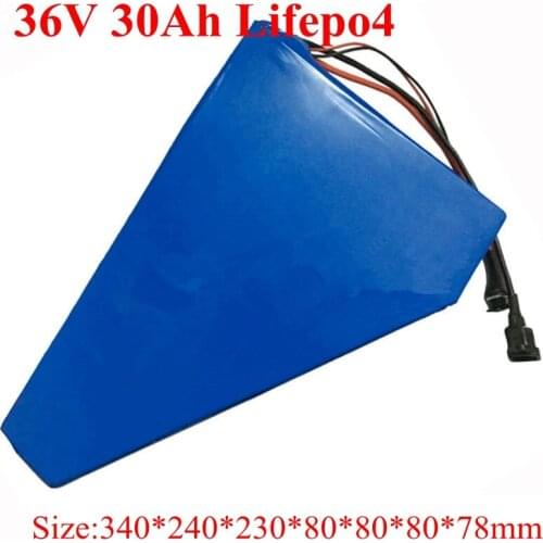 48V 30AH Lifepo4 Triangle Battery Long Cycle Life for 2500w Electric Scooter Bike Two Wheel Tricycle + Charger+ Bag