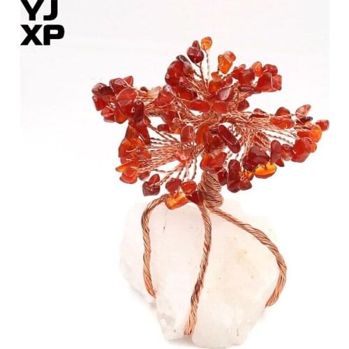 YJXP Natural Red Onyx Quartz Lucky Tree Reiki Healing Rock Crystal Ornaments Feng Shui Home Decoraton 1 Pcs
