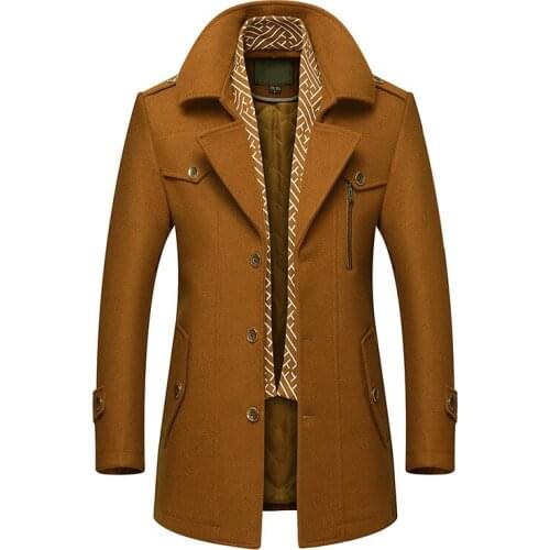 Winter Men Thick Coats Slim Fit Jackets Mens Casual Warm Outerwear Male Woolen Jacket long overcoat men