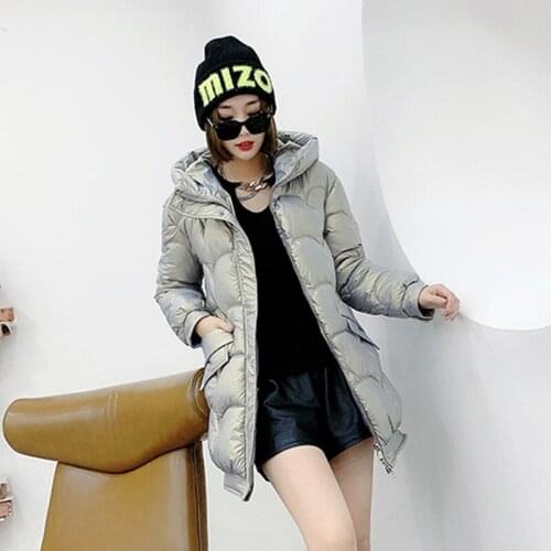 Winter Warm Padded Jacket Women 2021 New Korean Style Loose Thicken Shiny Cotton Coats Bread Clothes Hooded Overcoat Long Female