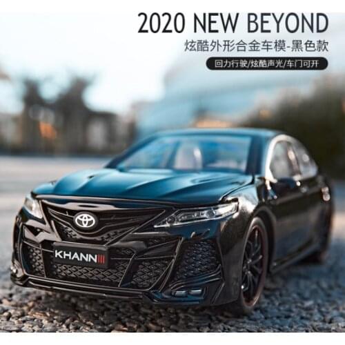 1/24 Toyota Eighth Generation Camry Metal Die Cast Toy Car Alloy Collection Pull Back Sound Light Model Vehicle For Kids Black