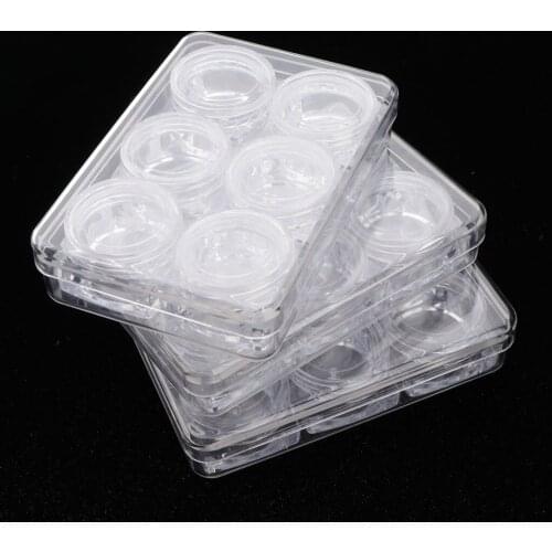 3pcs 6 Grids Plastic Box Nail Tips Pill Small Storage Clear Holder