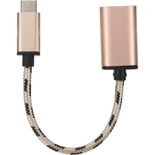300pcs/lot High Quality Braided Type-C USB 3.1 Male To USB 2.0 Female Adapter OTG Cable Cord Type C OTG Cable Adapter Wholesale