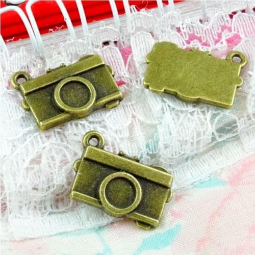 50pcs 18*13MM Vintage Camera Pendants Charm For Jewelry Making Antique Bronze Color Camera Pendants Charm Camera