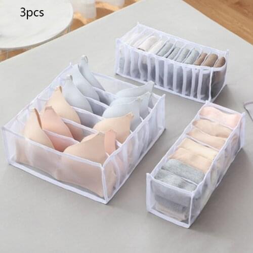 6/7/11 Grids Dormitory Closet Organizer For Socks Home Separated Underwear Storage Box Bra Organizer Foldable Drawer Organizer