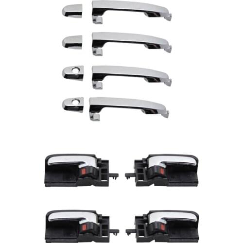8PCS CHROME EXTERIOR BLACK CHROME INTERIOR DOOR HANDLE For TOYOTA Corolla 2003 2004 2005 2006 2007 2008 2009 2010-2013