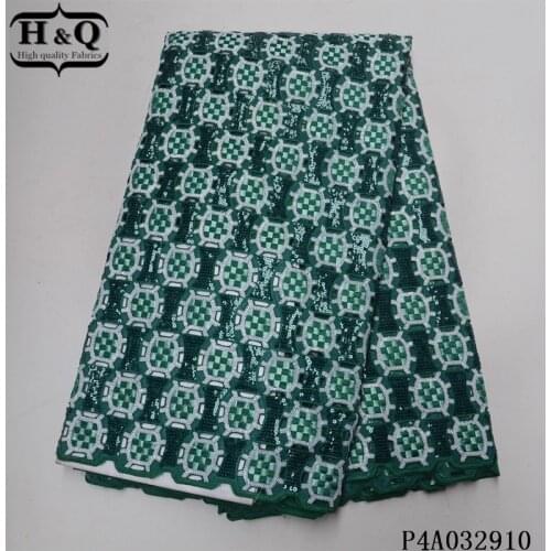 H&Q african organza lace french sequins fabric 2021 high quality embroidery nigerian net laces mesh fabrics 5 yards for sewing