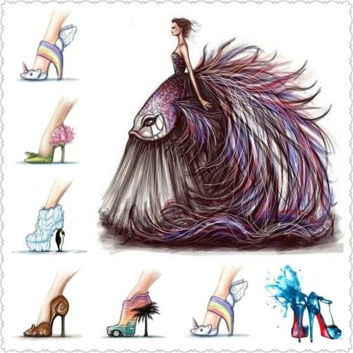 5d diy diamond painting woman shoes animal flowers full square sticker cartoon diamond embroidery diamond mosaic 21pcs 30x30cm