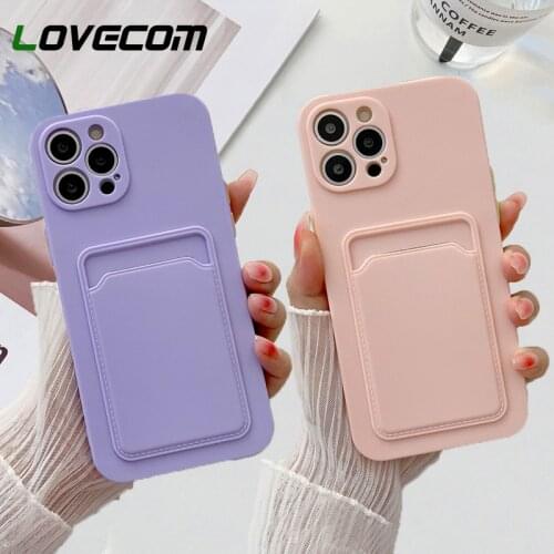 Card Bag Candy Color Phone Case For iPhone 12 11 Pro Max XS Max XR X 7 8 Plus 12 11 Pro Camera Protection Shockproof Soft Cover