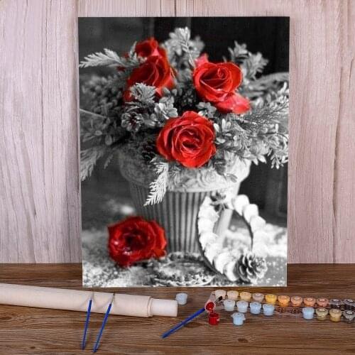 Flower DIY Paint By Numbers Set Acrylic Paints 40*50 Paiting By Numbers Home Decoration For Children For Handicraft