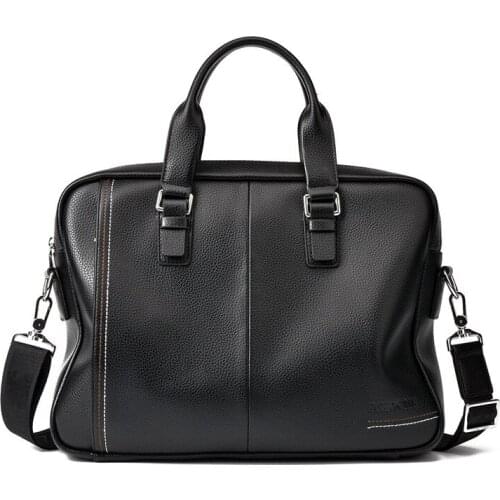 New Business Handbag Mens Travel bags high quality Leather Mens Briefcase Black Male Shoulder bag Large Capacity Laptop Tote