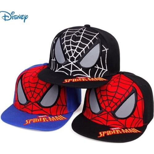 Disney Marvel Superhero Spider-Man Flat Brim Childrens Hat Adjustable Sun Hat Outdoor Hat Hip Hop Cap Rebound Cap