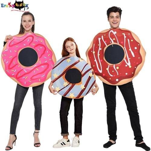 Eraspooky Sweet Donut Cosplay Funny Food Halloween Costume For Adult Women Christmas Doughnut Fancy Dress Kids Family Outfits