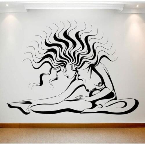 Home Decor Yoga Hinduism Buddhism Wall Decal Removable Vinyl Living Room Decor Yoga Silhouette Lotus Style Wall Sticker YJ15