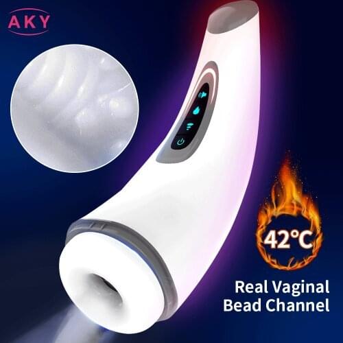 Erotic Masturbator Cup Automatic Sex Machine Toys For Men Realistic Oral Tongue Sucking Vagina Pussy Blowjob Heating Vibrator