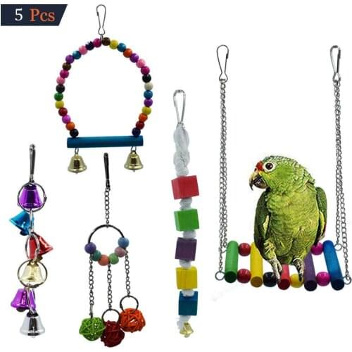 LHXMAS PET TOYS Parrot bite toy Toy bird Parrot toys Swing Bell string Vine Bal bite string 5Set