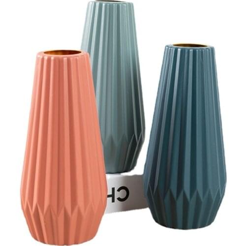 Nordic Plastic Vase Cachepot for Flowers Aesthetic Room Home Decoration Accessories for Living Room Flower Arrangement Container