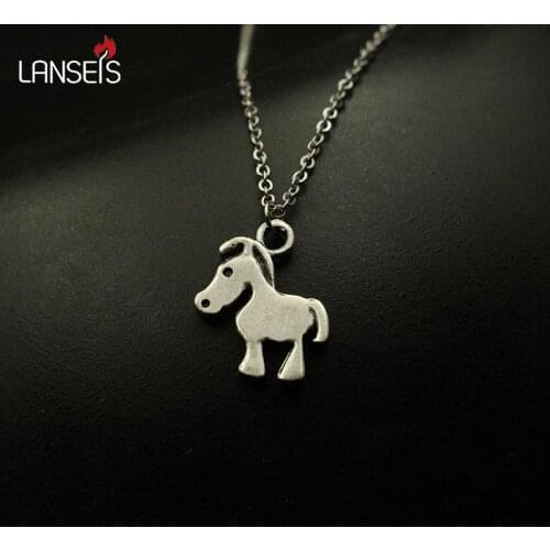 Lanseis 1pcs cute animal necklace pendant women Kawaii horse pendant