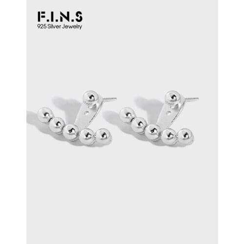 F.I.N.S Minimalist Geometric Round Beads Texture Authentic S925 Sterling Silver Earrings Detachable Female Small Beans Studs