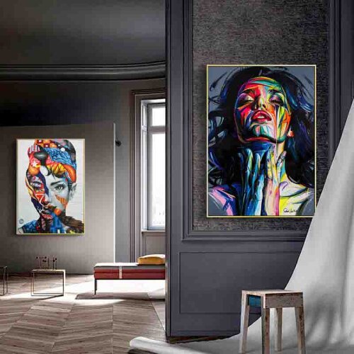 Customizable Abstract Colorful Woman Painting Frame, Art Poster Print Images for Wall, Bedroom, Living Room, Home Decor