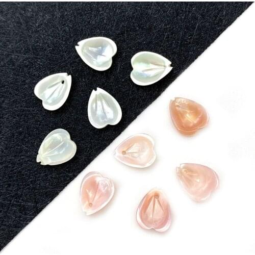 Natural Sea Shell Pendant Heart-shaped Pink Shell Beads Jewelry for DIY Making Necklace Earrings Accessories Supplies Charm