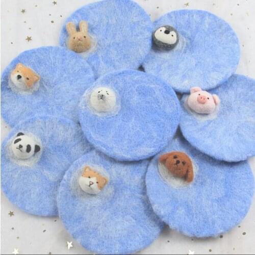 Animal coasters wool needlepoint kit wool felt needle felting decoration craft needlecraft DIY ha