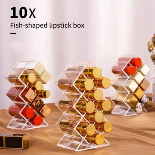 Rotation Transparent Acrylic Lipstick Storage Box Fashion Spin MultiFunction Detachable Makeup Beauty Shelf Organizer