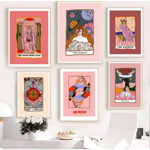 Star Tarot Moon Sun Empress Retro Vintage Nordic Posters And Prints Wall Art Canvas Painting Wall Pictures For Bedroom Decor