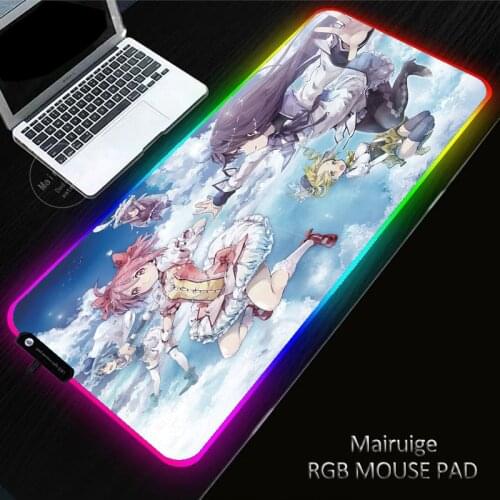 RGB Gaming Puella Magi Madoka Magica Anime Mouse Pad Computer Gamer Mousepad Large Rubber No-slip Mat PC Laptop Keyboard Desk