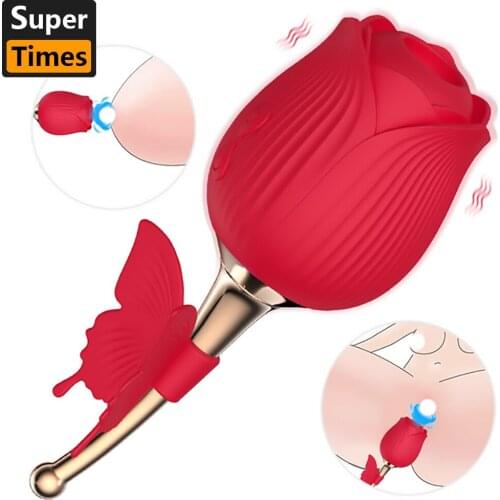 Rose Sucking Vibrator 10 Speed Tease Vibrating Clit Nipple Flirting Stick Vibrating Blowjob Stimulation Masturbation Sex Toys