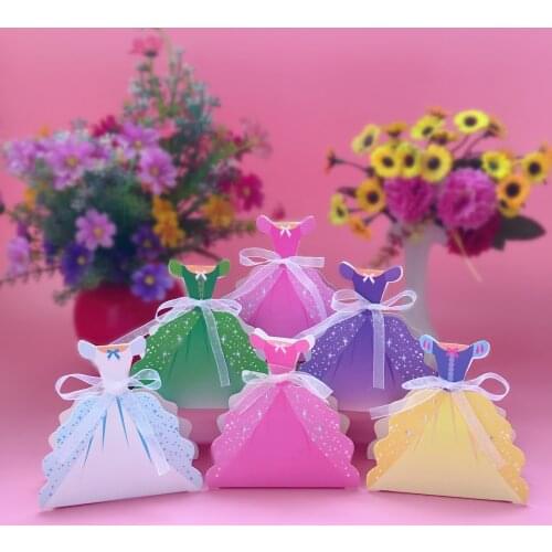 Wedding Gift Box Princess Candy Box Snow White Party Decorations Paper Candy Bag Baby Shower Kids Birthday Favor Boxes 50pcs