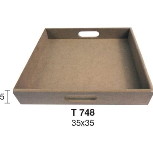 T748 Big Flat Square Tray, Can Be Painted Wood Mdf Tray