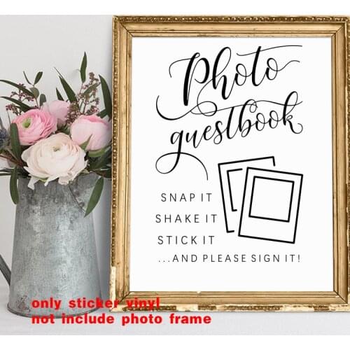 Wedding Photo Guest Book Decal Sticker Vinyl Guestbook Sign Wedding Snap Shake Stick Sign It Party Decor