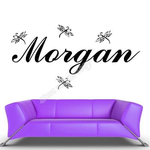 Cartoon Flying Dragonfly Vinyl Wall Sticker Custom Name For Kids Room nursery Unique Design decoration Autocollant mural EA910