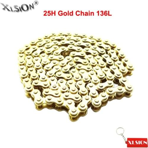 XLSION Aftermarket 136L 25H Gold Chain For 47cc 49cc 2stroke Engine Mini Moto Dirt ATV Pocket Bike Go Kart