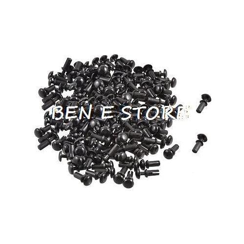 200PCS Black Nylon 2.6mm Bottom Dia Push Clips Rivets Fasteners R2655